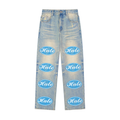 Sun Fade Raw Hem Denim Jeans